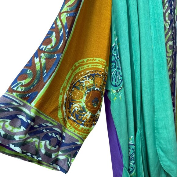 ULLA POPKEN Boho Kimono Jacket Plus Size 28 / 30 Purple Green Artsy Duster - Picture 6 of 9